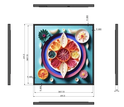 Augsta spilgtuma kvadrātveida displeja monitors 22 collu īpaši plāns kvadrātveida LCD ekrāna fotoattēlu albums